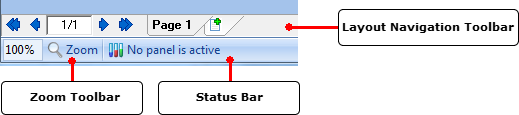 图3.4  Layout Navigation Toolbar with Zoom Toolbar and Status Bar (带有缩放工具栏和状态条的版面导航工具栏)